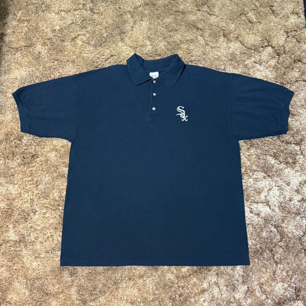 Vintage MLB Chicago White Sox Polo Shirt Black XXLarge